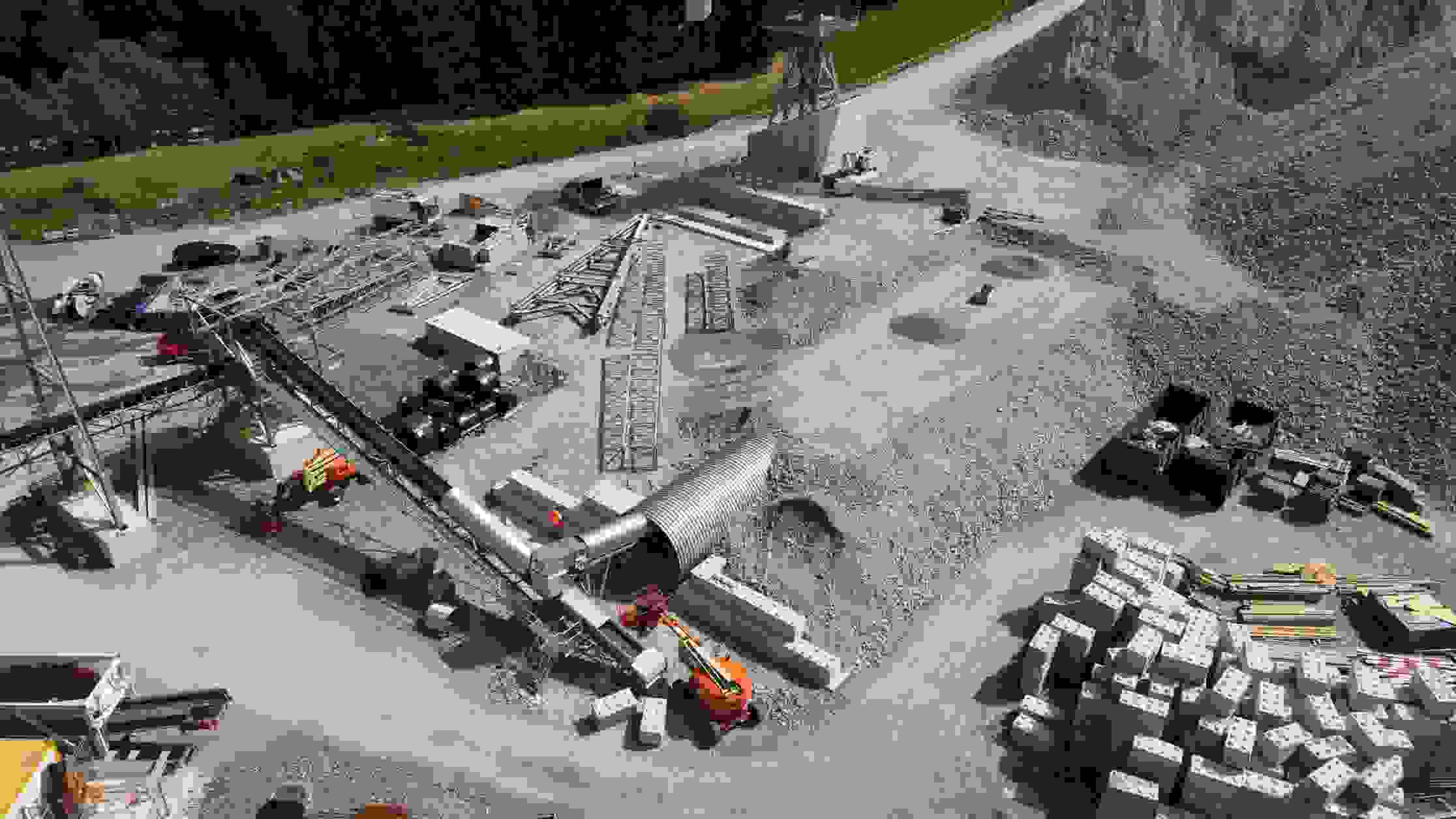 2e tube du Saint-Gothard Airolo/Stalvedro - Tunnel à bande transporteuse pour centrale à béton